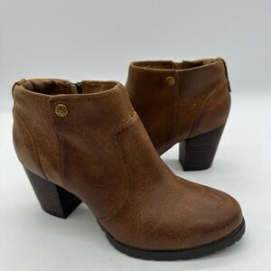 Clarks Indigo 64525 Womens 7.5M Mission Philby Brown Side Zip Bootie Ankle Boots